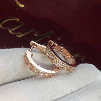 [Ornora Jewelry]LOVE 5.5MM DIAMOND PAVED EARRINGS