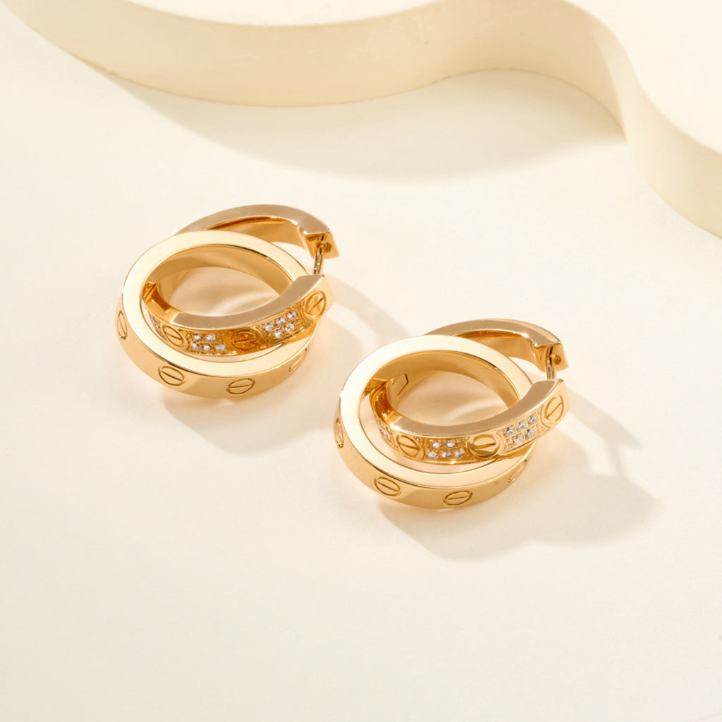 [Ornora Jewelry]LOVE 3.3MM DANGLE HALF DIAMOND EARRINGS