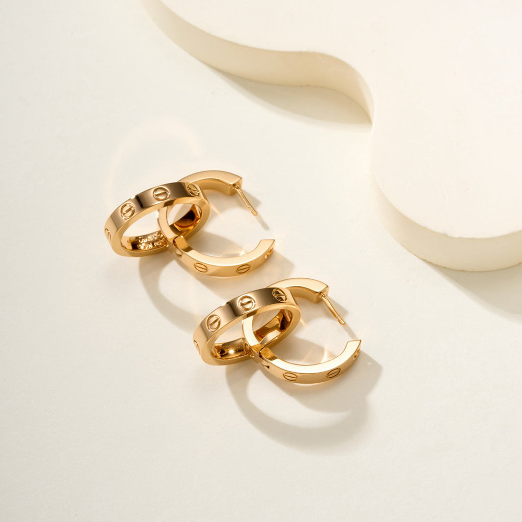 [Ornora Jewelry]LOVE 3.3MM DANGLE HALF DIAMOND EARRINGS