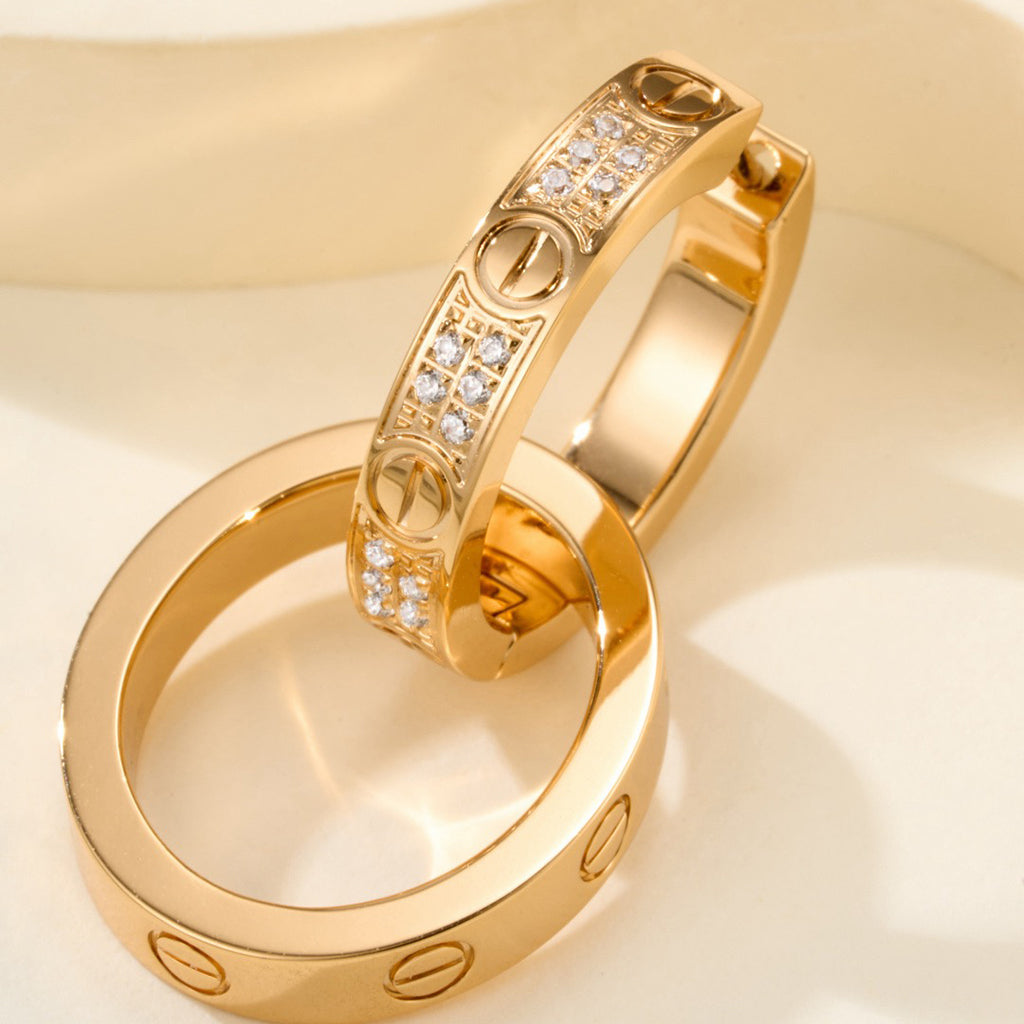 [Ornora Jewelry]LOVE 3.3MM DANGLE HALF DIAMOND EARRINGS