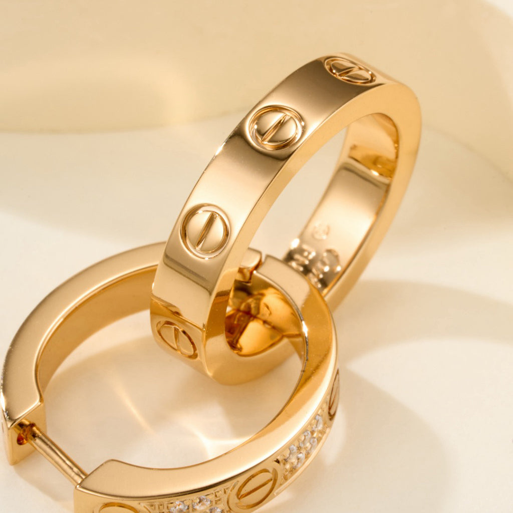 [Ornora Jewelry]LOVE 3.3MM DANGLE HALF DIAMOND EARRINGS