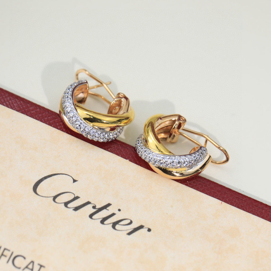 [Ornora Jewelry]TRINITY HALF DIAMOND  CLASSIC EARRINGS