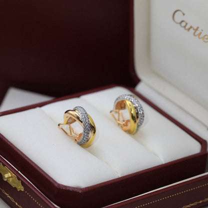[Ornora Jewelry]TRINITY HALF DIAMOND  CLASSIC EARRINGS