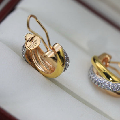 [Ornora Jewelry]TRINITY HALF DIAMOND  CLASSIC EARRINGS