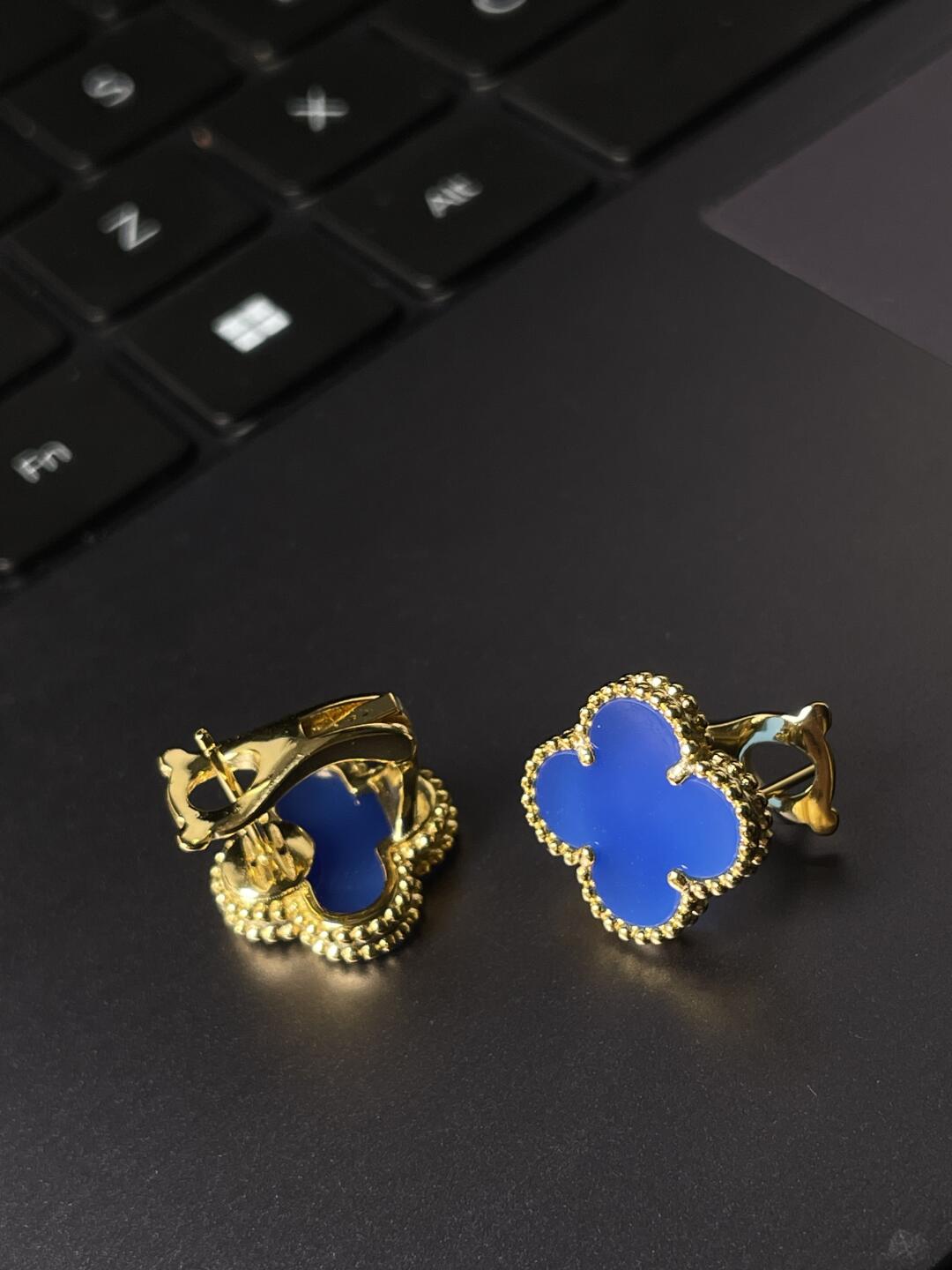 [Ornora Jewelry] CLOVER LARGE (20mm) 1 MOTIFS BLUE MOP STUD EARRINGS