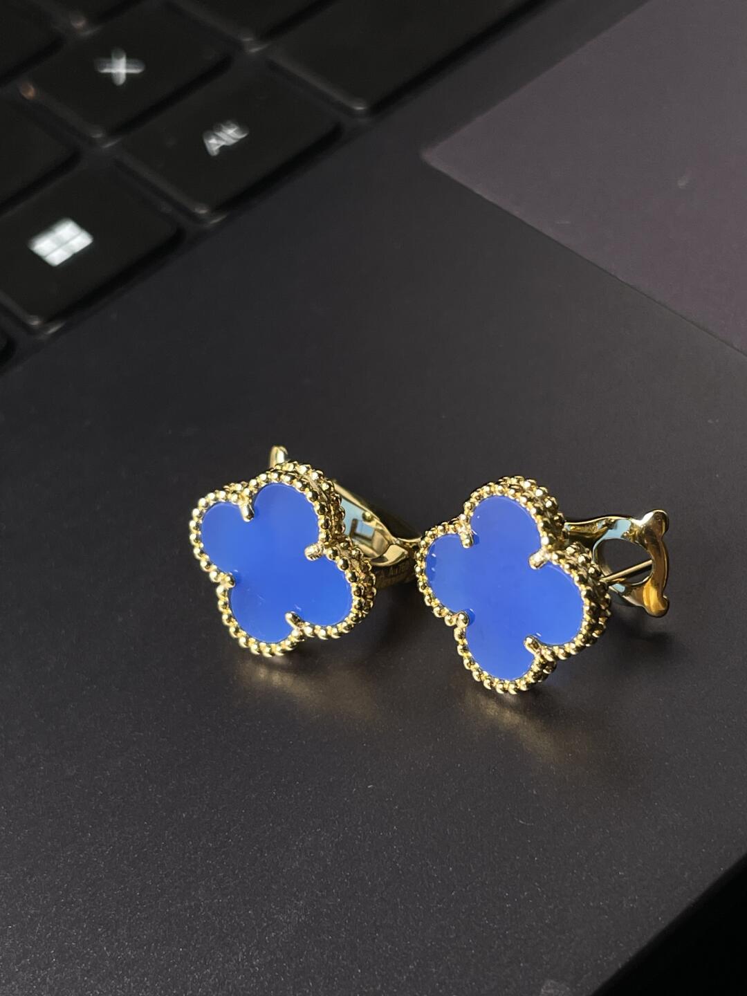 [Ornora Jewelry] CLOVER LARGE (20mm) 1 MOTIFS BLUE MOP STUD EARRINGS