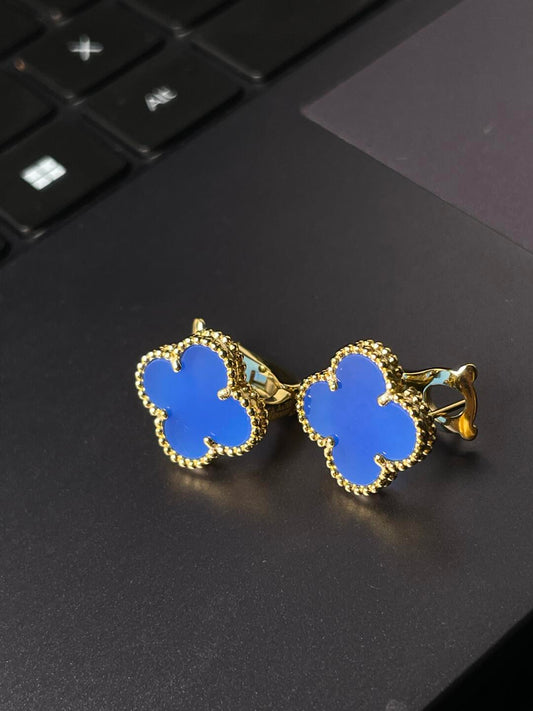 [Ornora Jewelry] CLOVER LARGE (20mm) 1 MOTIFS BLUE MOP STUD EARRINGS
