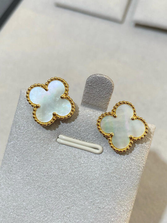 [Ornora Jewelry] CLOVER LARGE (20mm) 1 MOTIFS WHITE MOP STUD EARRINGS