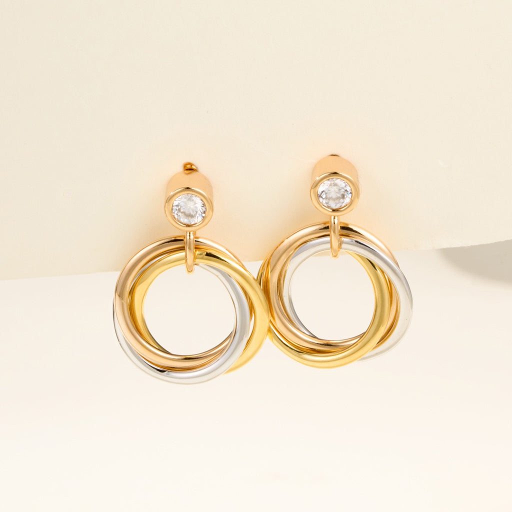 [Ornora Jewelry]TRINITY ON DIAMOND  EARRINGS