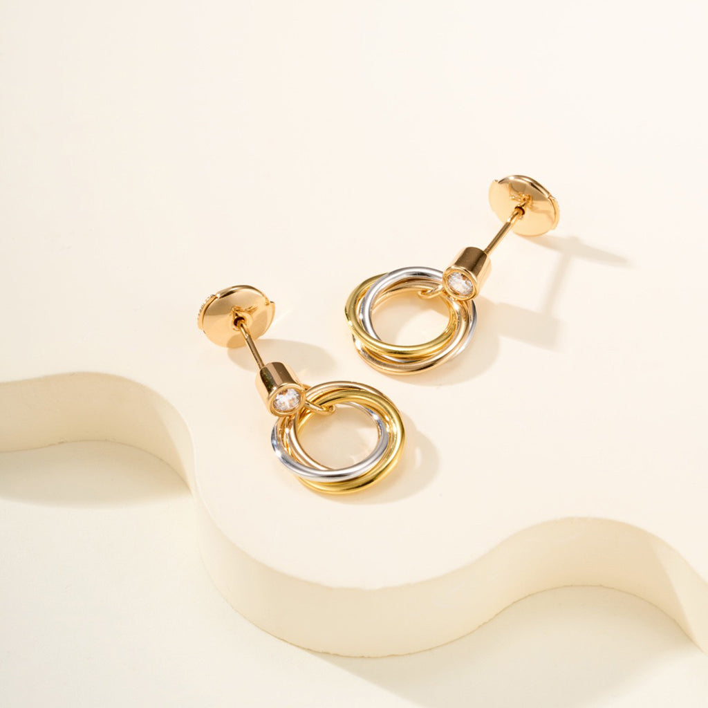 [Ornora Jewelry]TRINITY ON DIAMOND  EARRINGS
