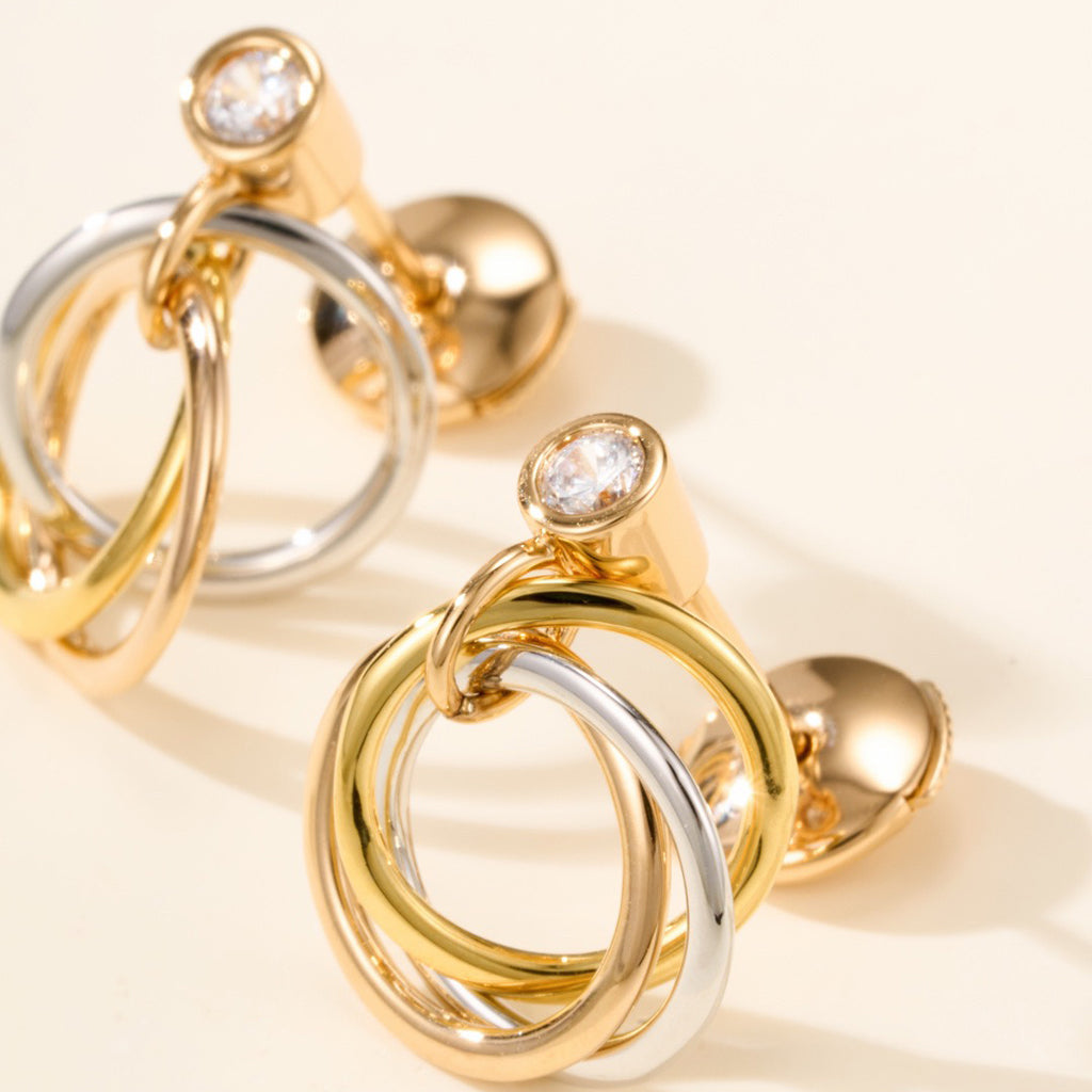 [Ornora Jewelry]TRINITY ON DIAMOND  EARRINGS