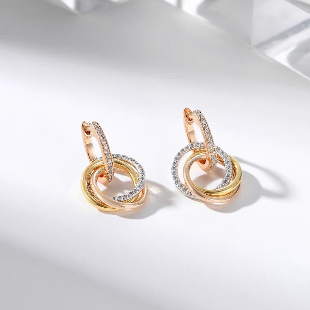 [Ornora Jewelry]TRINITY HALF DIAMOND  EARRINGS