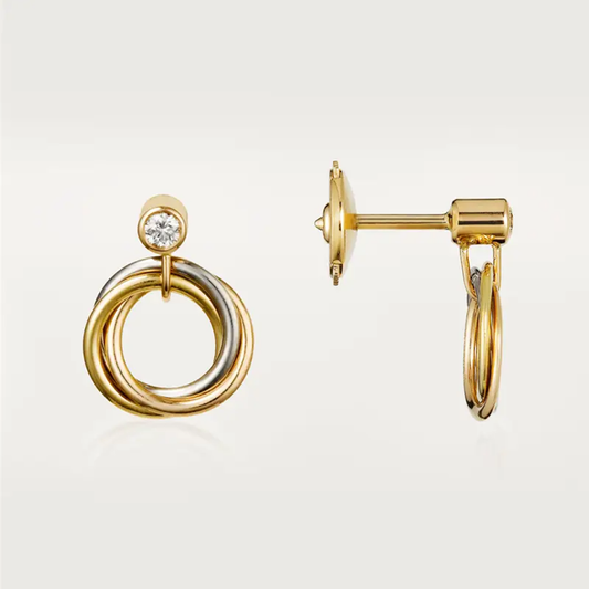 [Ornora Jewelry]TRINITY ON DIAMOND  EARRINGS