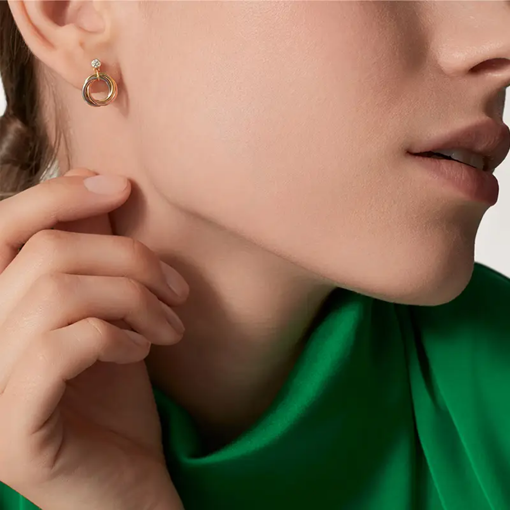 [Ornora Jewelry]TRINITY ON DIAMOND  EARRINGS