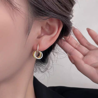 [Ornora Jewelry]TRINITY HALF DIAMOND  EARRINGS