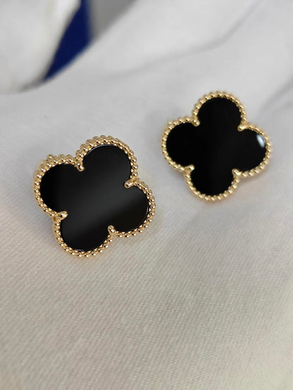 [Ornora Jewelry]CLOVER 20MM BLACK MOP EARRINGS