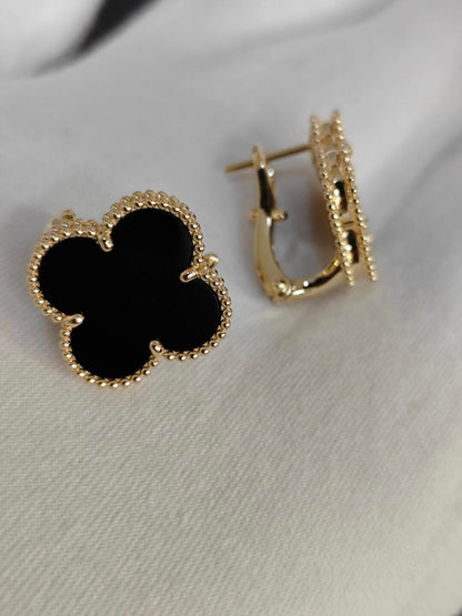 [Ornora Jewelry]CLOVER 20MM BLACK MOP EARRINGS
