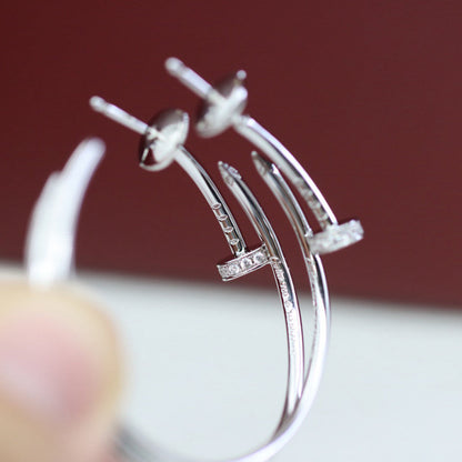 [Ornora Jewelry]JUSTE HALF DIAMOND LARGE EARRINGS