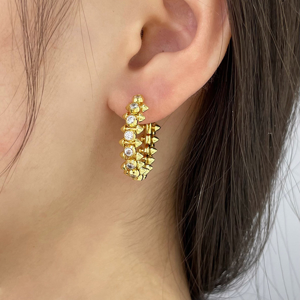 [Ornora Jewelry]CLASH FULL DIAMOND MEDIUM EARRINGS