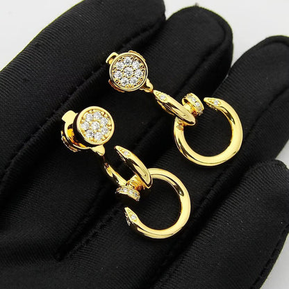 [Ornora Jewelry]JUSTE HALF DIAMOND DOUBLE EARRINGS