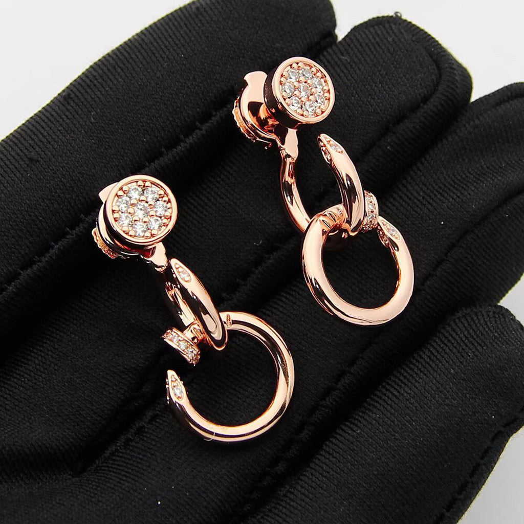 [Ornora Jewelry]JUSTE HALF DIAMOND DOUBLE EARRINGS