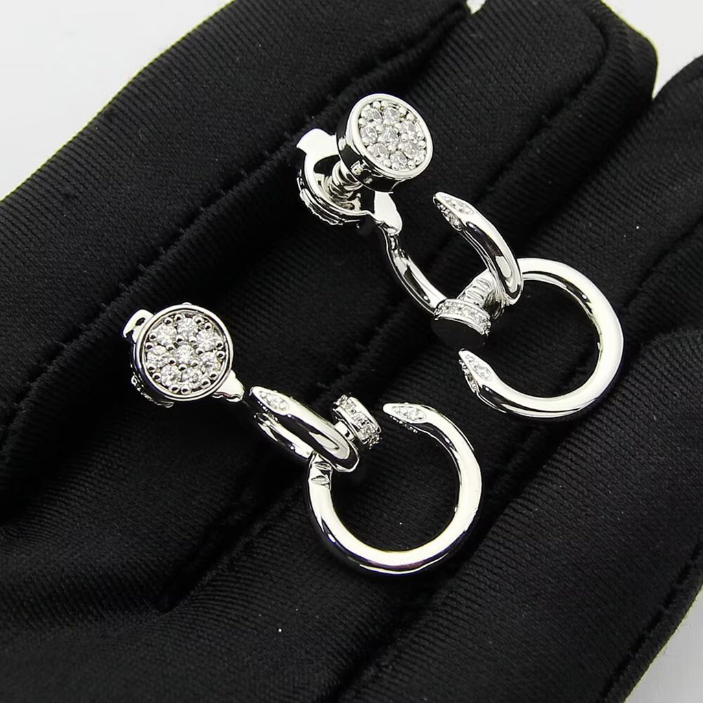 [Ornora Jewelry]JUSTE HALF DIAMOND DOUBLE EARRINGS