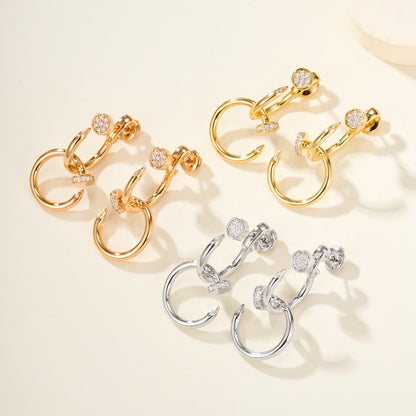 [Ornora Jewelry]JUSTE HALF DIAMOND DOUBLE EARRINGS