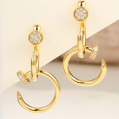 [Ornora Jewelry]JUSTE HALF DIAMOND DOUBLE EARRINGS