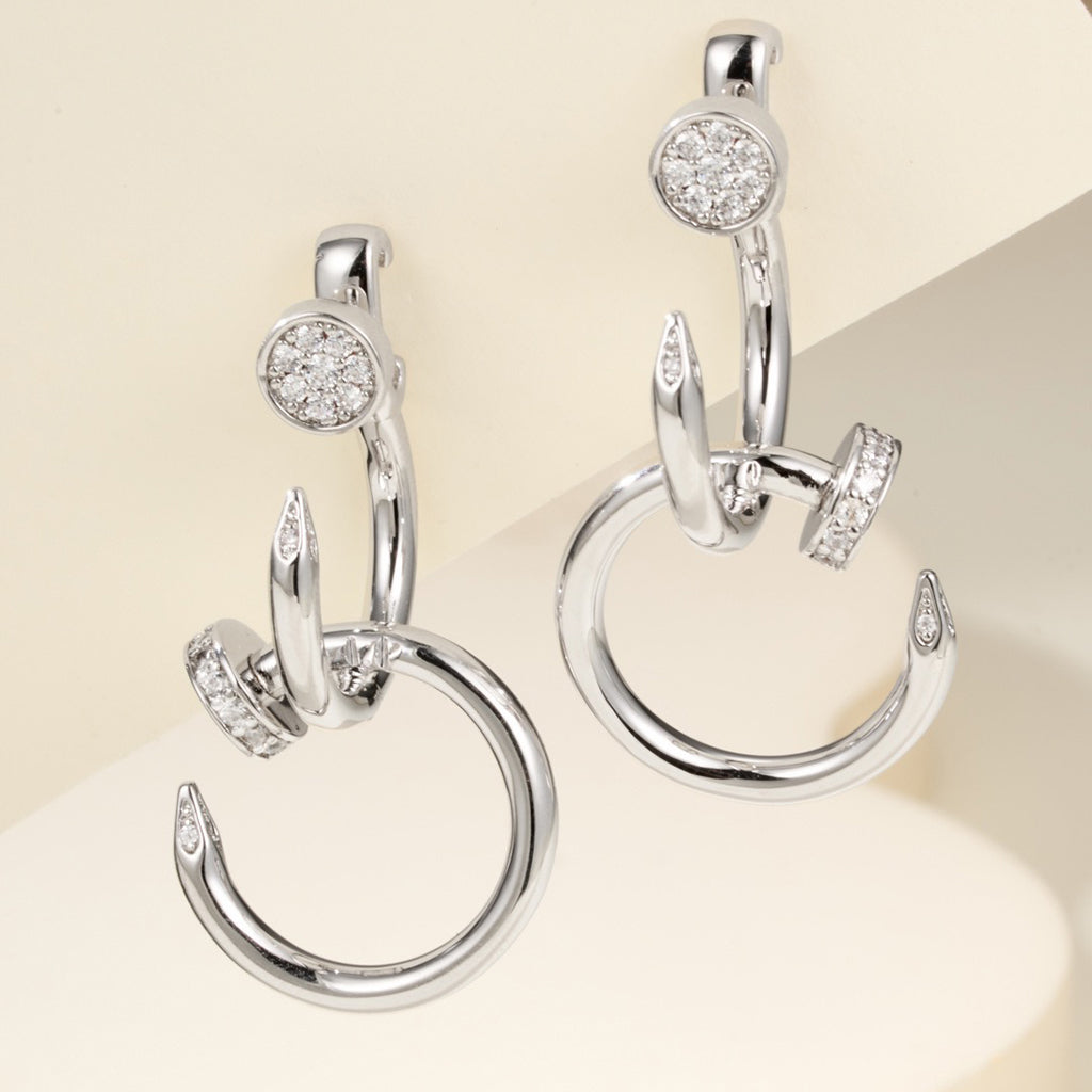 [Ornora Jewelry]JUSTE HALF DIAMOND DOUBLE EARRINGS