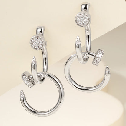 [Ornora Jewelry]JUSTE HALF DIAMOND DOUBLE EARRINGS