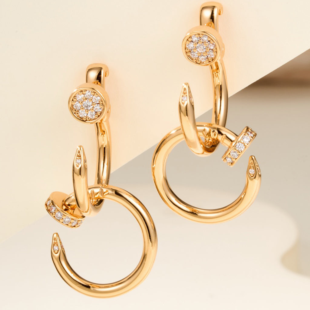 [Ornora Jewelry]JUSTE HALF DIAMOND DOUBLE EARRINGS