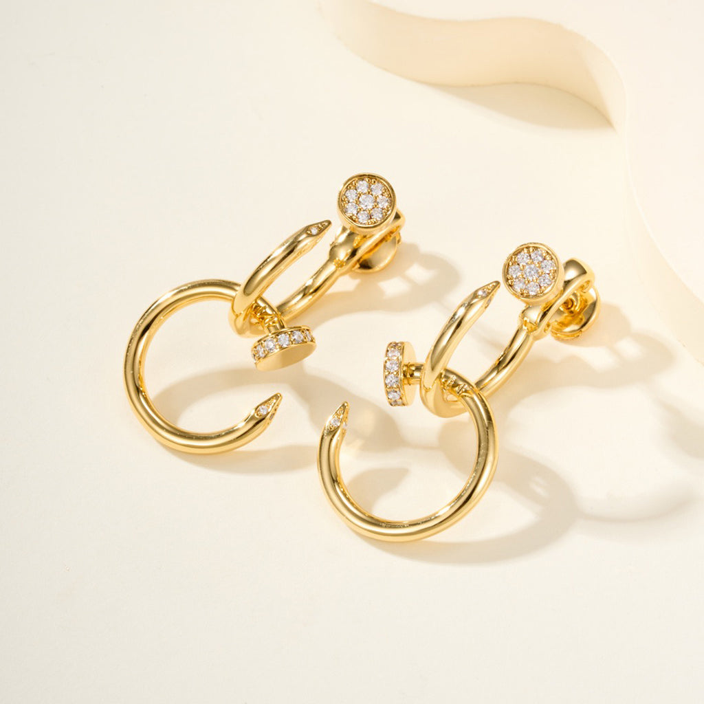 [Ornora Jewelry]JUSTE HALF DIAMOND DOUBLE EARRINGS