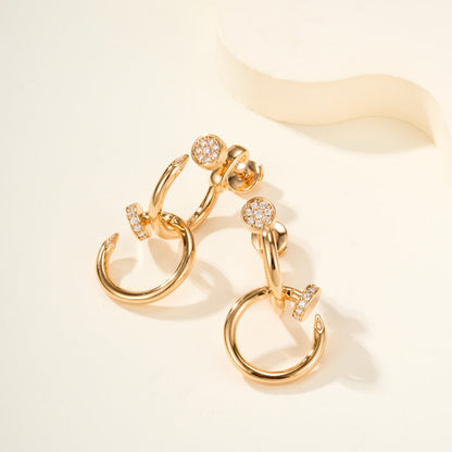 [Ornora Jewelry]JUSTE HALF DIAMOND DOUBLE EARRINGS