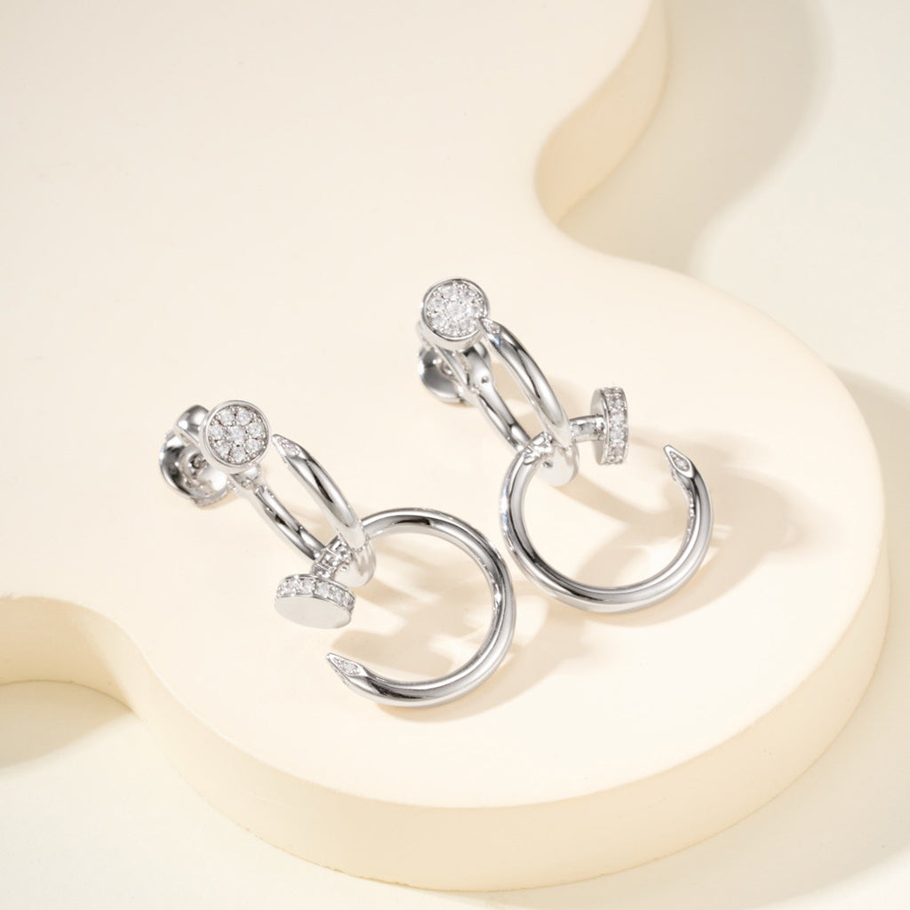 [Ornora Jewelry]JUSTE HALF DIAMOND DOUBLE EARRINGS