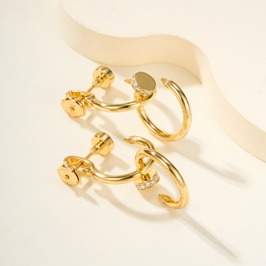 [Ornora Jewelry]JUSTE HALF DIAMOND DOUBLE EARRINGS