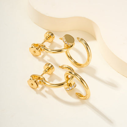 [Ornora Jewelry]JUSTE HALF DIAMOND DOUBLE EARRINGS