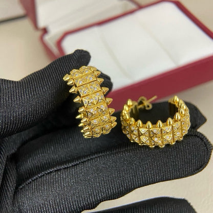 [Ornora Jewelry]CLASH 9.2MM FULL DIAMOND DOUBLE ROW EARRINGS