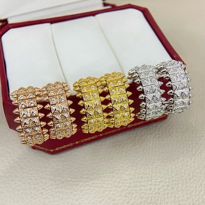 [Ornora Jewelry]CLASH 9.2MM FULL DIAMOND DOUBLE ROW EARRINGS