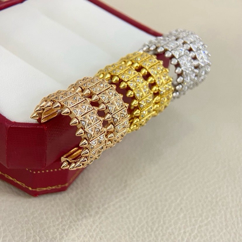 [Ornora Jewelry]CLASH 9.2MM FULL DIAMOND DOUBLE ROW EARRINGS