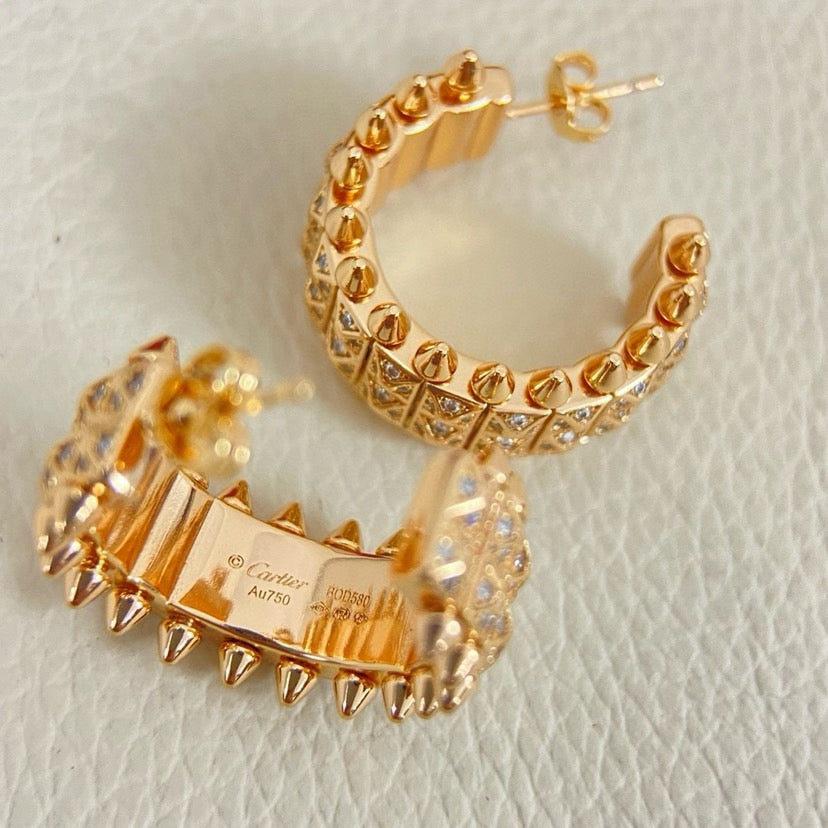 [Ornora Jewelry]CLASH 9.2MM FULL DIAMOND DOUBLE ROW EARRINGS