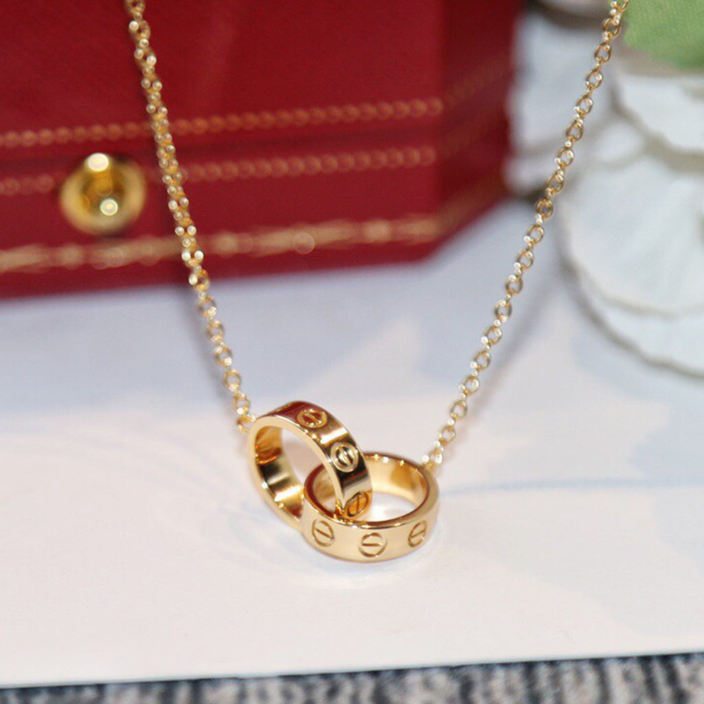 [Ornora Jewelry]LOVE DOUBLE RING NECKLACE
