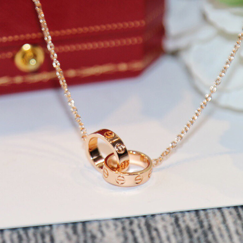 [Ornora Jewelry]LOVE DOUBLE RING NECKLACE