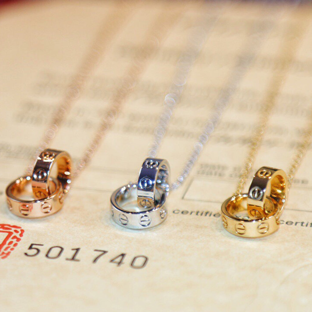 [Ornora Jewelry]LOVE DOUBLE RING NECKLACE
