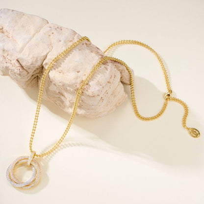 [Ornora Jewelry]TRINITY LARGE FULL DIAMOND  NECKLACE