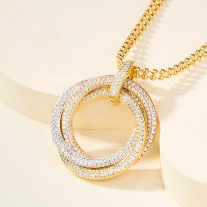 [Ornora Jewelry]TRINITY LARGE FULL DIAMOND  NECKLACE