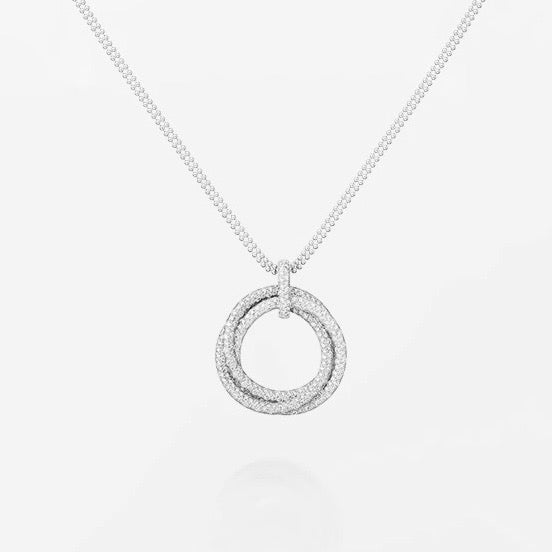[Ornora Jewelry]TRINITY LARGE FULL DIAMOND  NECKLACE