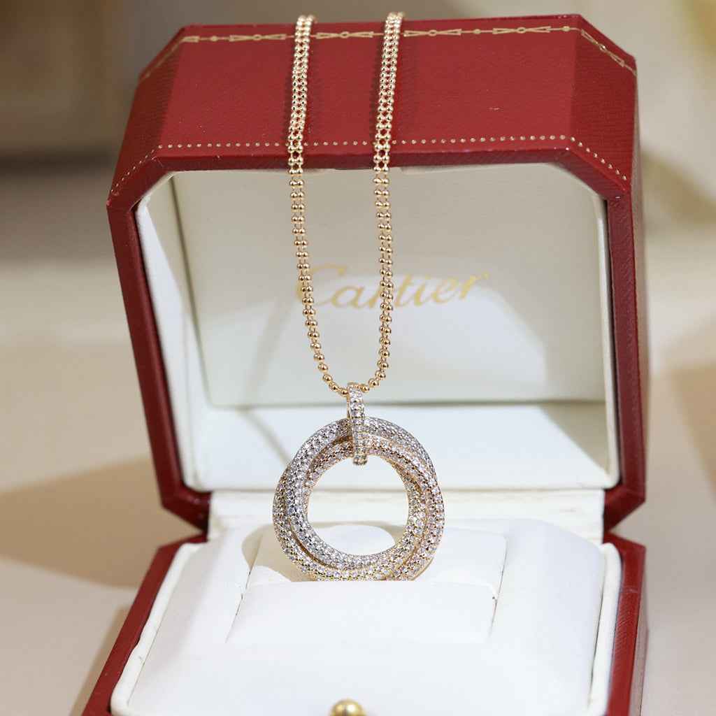[Ornora Jewelry]TRINITY LARGE FULL DIAMOND  NECKLACE