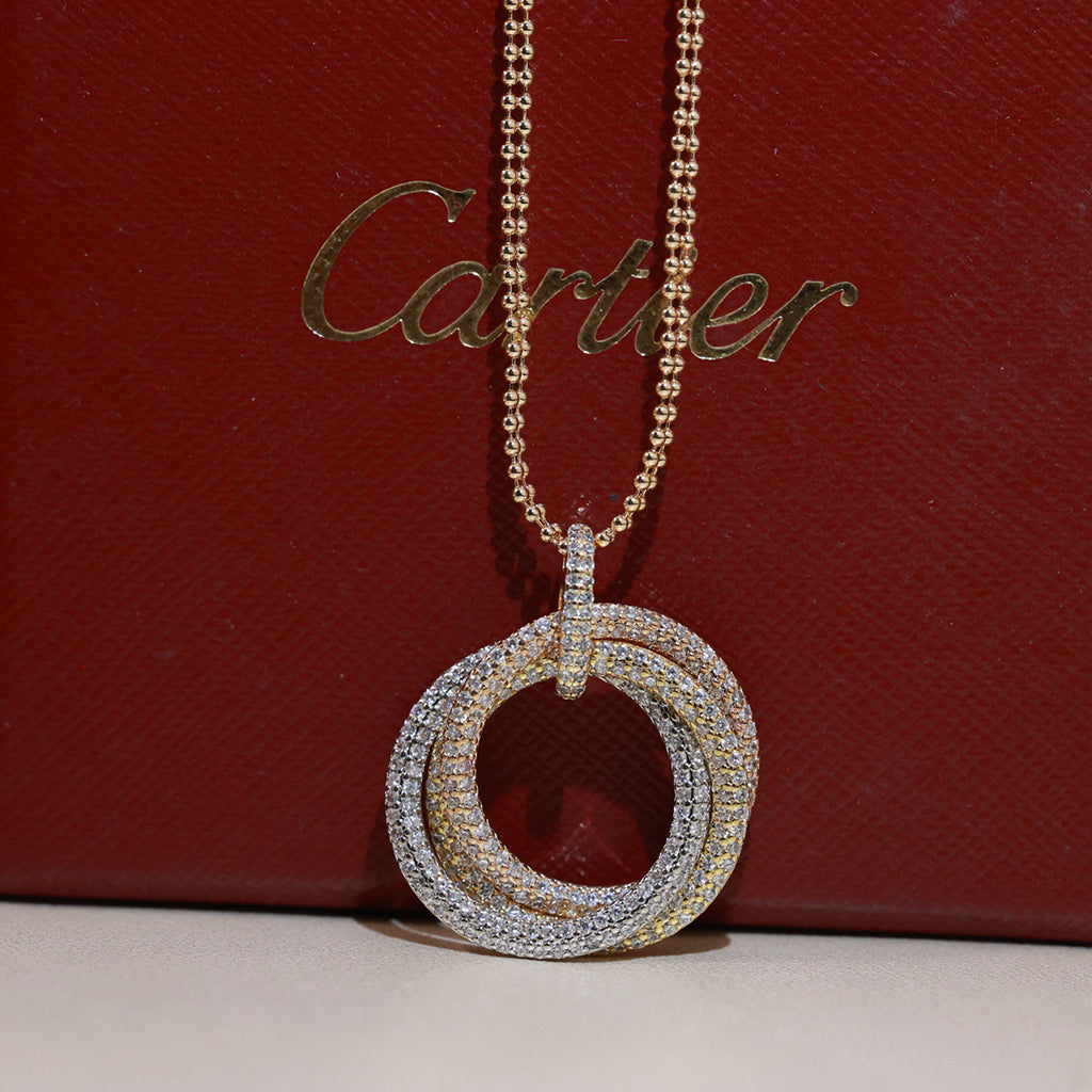 [Ornora Jewelry]TRINITY LARGE FULL DIAMOND  NECKLACE