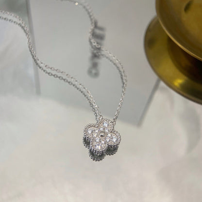 [Ornora Jewelry]CLOVER 15MM DIAMOND SINGLE FLOWER NECKLACE