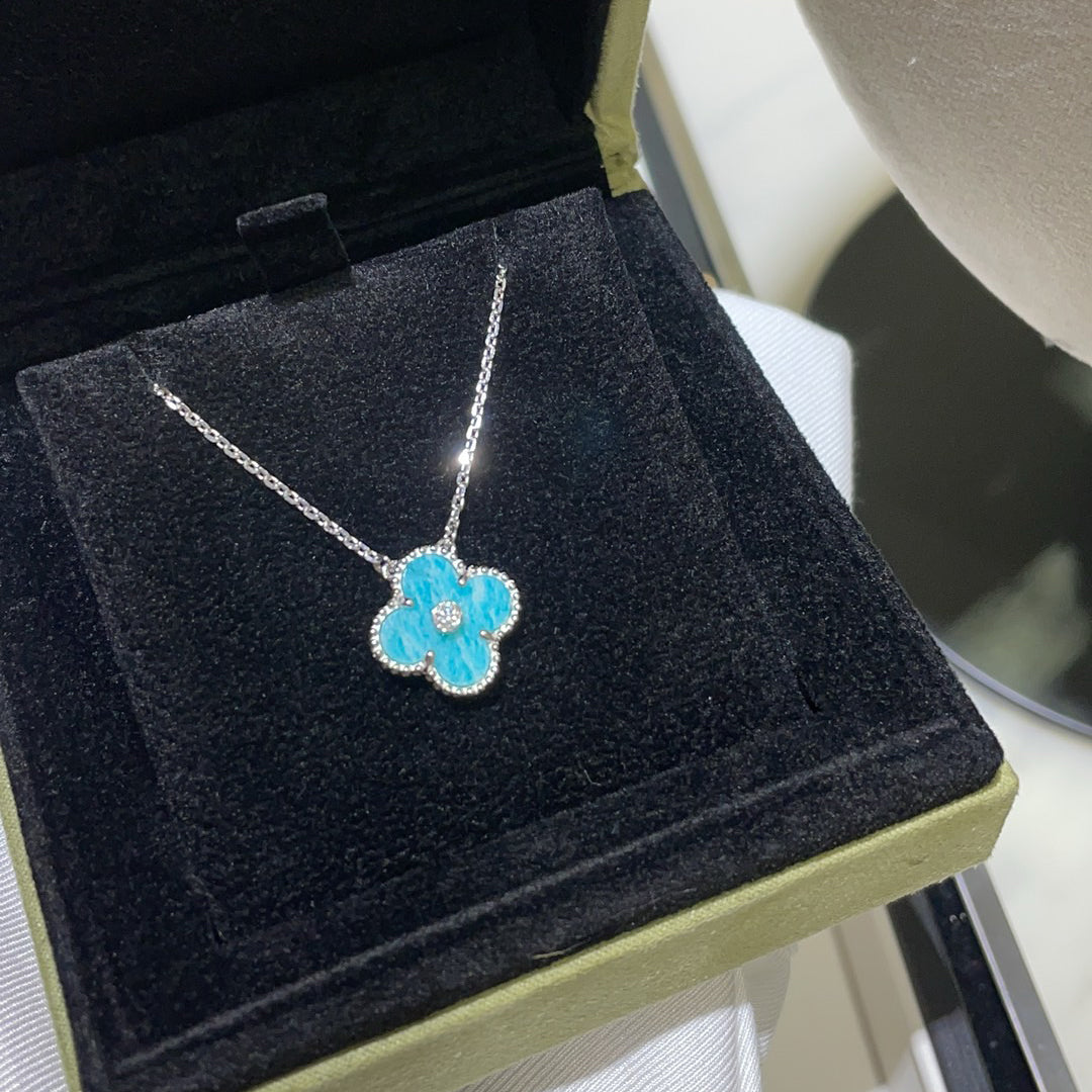 [Ornora Jewelry]CLOVER 15MM DIAMOND SVRES PORCELAIN  NECKLACE SILVER